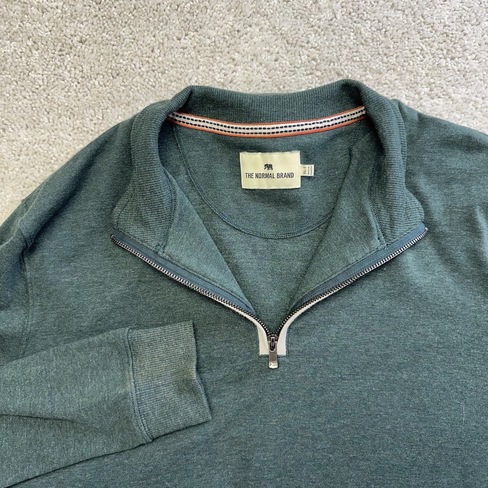 The Normal Brand 1/4 Zip Pullover Mens XL Tall Green Lightweight Sweater Casual